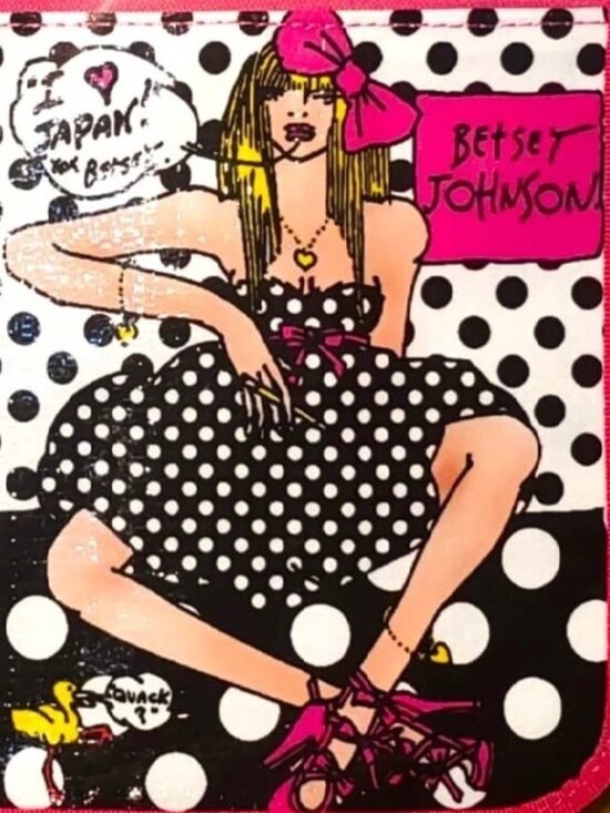 Vintage Betsey Johnson Handbag Babe Girl Polka Dot Dress Pop Art Cosmetic Bag - Picture 2 of 7
